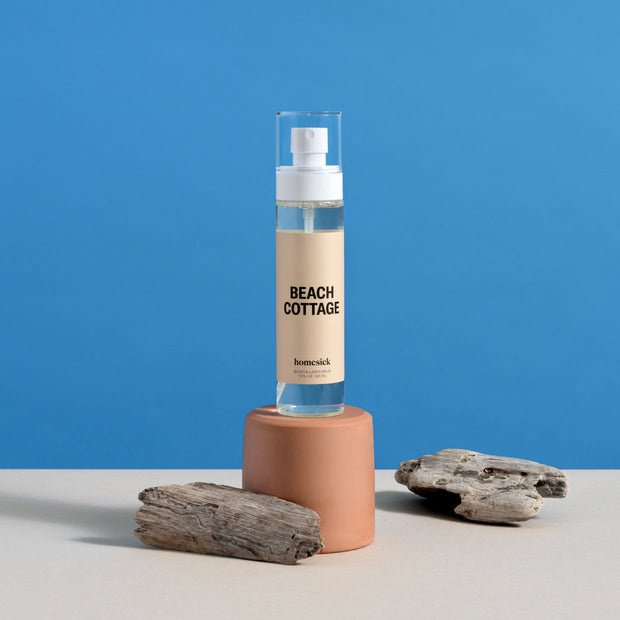 A bottle of the Beach Cottage Room Spray.